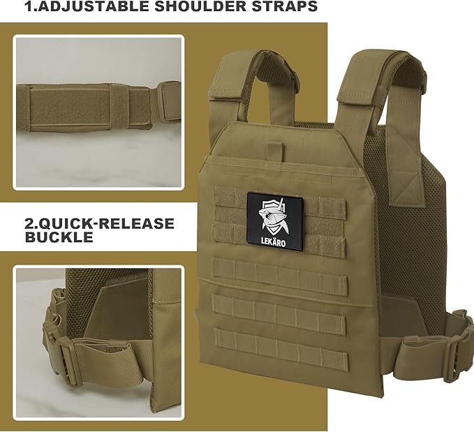 Adjustable Weighted Vest for Men Women – Tactical Vest for Rucking, HIIT & CrossFit, Fits 10x12 Plates, 600D Breathable Weight Vest & Exercise Vest for Strength Training, Weights Not Included