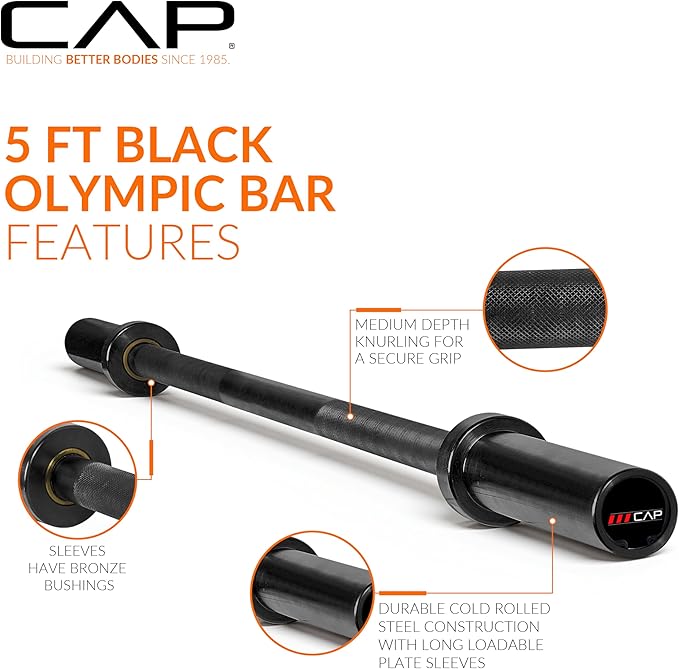 CAP Barbell 2-Inch Olympic Barbell Bars | 5 ft, 6 ft, & 7 ft | Multiple Options