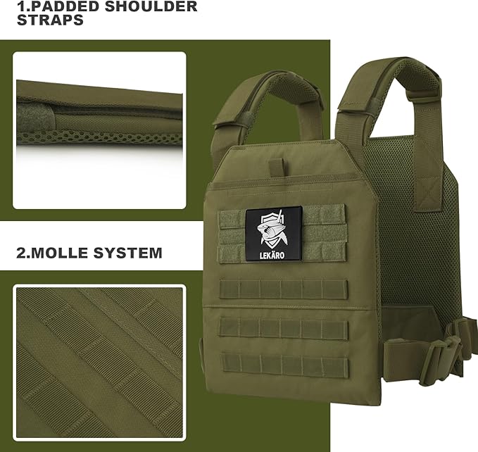 Adjustable Weighted Vest for Men Women – Tactical Vest for Rucking, HIIT & CrossFit, Fits 10x12 Plates, 600D Breathable Weight Vest & Exercise Vest for Strength Training, Weights Not Included
