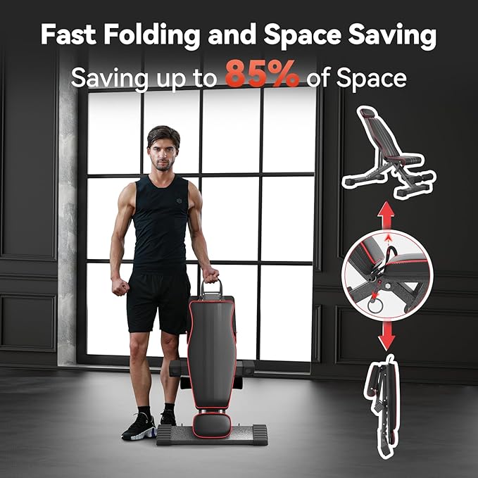 Multi-Function 6 in 1 Weight Bench Set - Leg Press, Preacher Curl Rack, Adjustable Workout Bench & Squat Rack for Full Body Exercise, Fitness Strength Training for Home Gym
