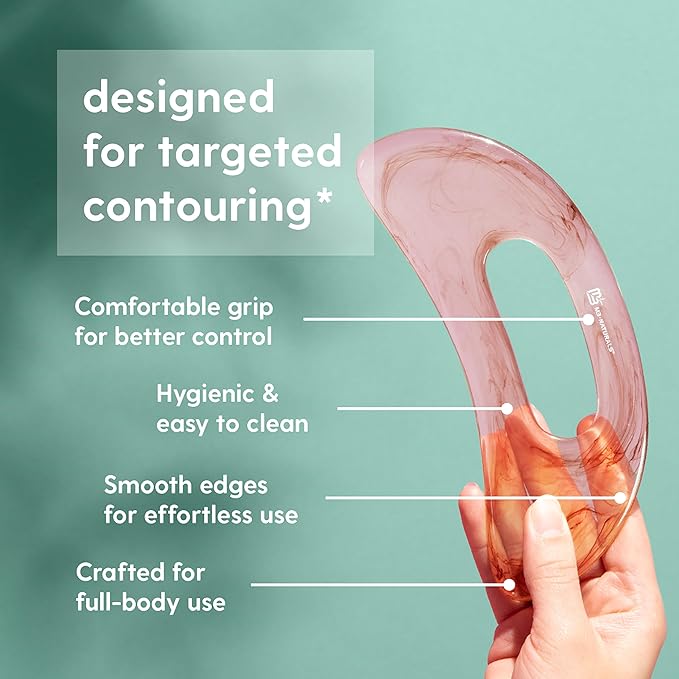 Large Body Gua Sha Tool for Lymphatic Drainage, Cellulite, Sculpting and Sore Muscles, Grip-Friendly with Smooth Resin & Ergonomic Design for Jawline, Neck, Thighs and Stomach by M3 - Pink