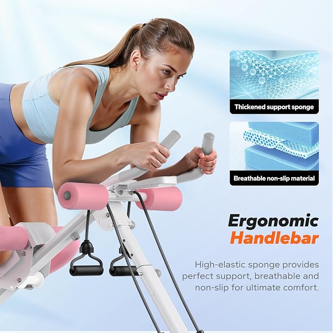 MERACH Ab Machine, Ab Workout Equipment, Adjustable Ab Trainer Machine for Abs Workout at Home Gym, Foldable, Knee Protection, Abdominal Trainer for Stomach Workout