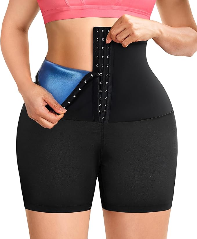 TrainingGirl Compression Sweat Shorts for Women Workout Sauna Suit Gym Sets High Waist Trainer Thigh Fat Slimmer Yoga Pants