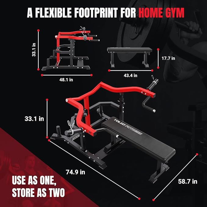 Chest Press Machine, 1100LBS Bench Press Machine with Separate Press Station & Adjustable Weight Bench, Independent Converging Arms
