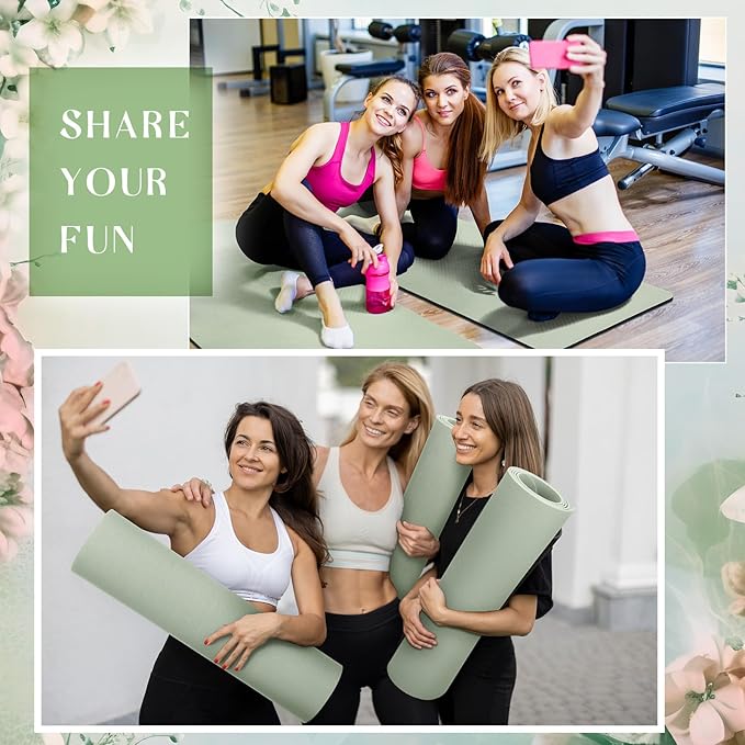 Timgle 6 Pcs 10mm Thick Yoga Mat Bulk 68 x 24 Inches Anti-slip Tear-resistant Exercise Mat Adult Gym Mats for Fitness, Stretching, Workout and Studio, Outdoor Yoga, Pilates