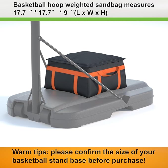 Basketball Hoop Sandbag - Heavy Duty Weighted Bottom Anchor for Basketball Hoops - 600D Oxford Fabric Waterproof Dustproof, Windproof, 17.7" D x 17.7" W x 9" H，Only Bag.