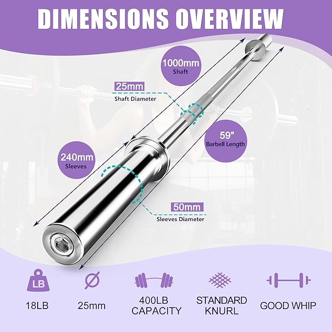 Olympic Barbell Curl Bar EZ Bar 4/5/6/7 FT Barbell Bar 300/400/500/600 Weight Capacity Strength Training Bar for Home Gym