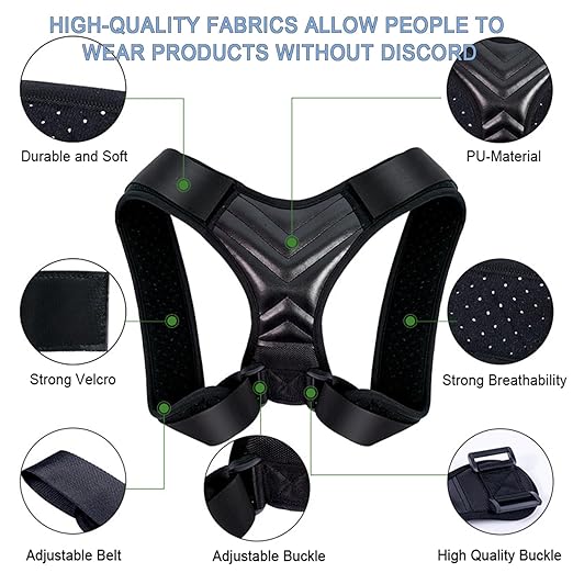 Posture Corrector, Back Brace for Women and Men, Adjustable Back Support, Shoulder Straightener for Improving Hunchback, Providing Pain Relief from Neck, Shoulder, and Upper Back-Black
