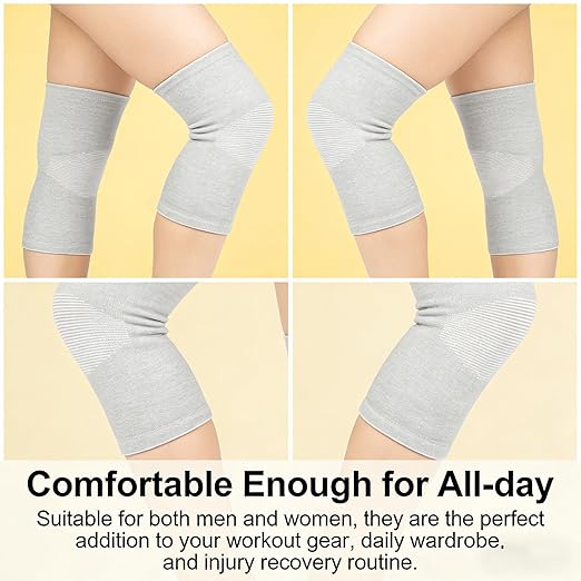Bamboo Charcoal Compression Knee Sleeve - Elastic Knee Braces for Men & Women - Breathable Knee Support for Arthritis, Running, Workout, Joint Pain Relief (Gray, X-Large)