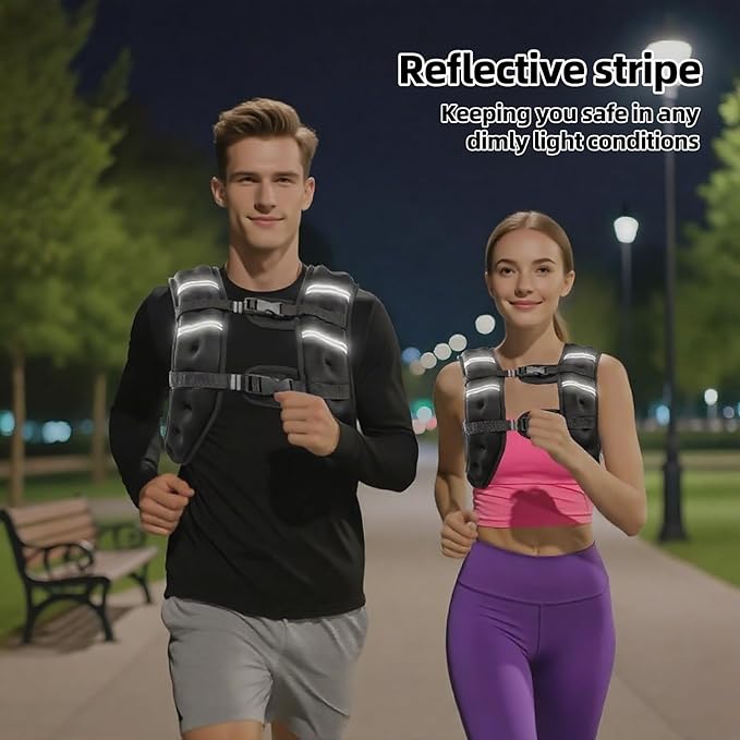 Weighted Vest for Women & Men, Adjustable 8lb/12lb/16lb/20lb – Reflective Weight Vest for Running, Walking, Strength Training, Jogging & Workout – Women’s Weighted Vests for Walking and Fitness