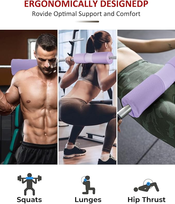 Barbell Squat Pad Nylon Padding AntiSlip- Thick Foam Barbell Pad for Squats Cushion, Lunges&Bar Padding for Hip Thrusts - Standard Weight Bar Pad - Provides Cushion to Neck Shoulders Training