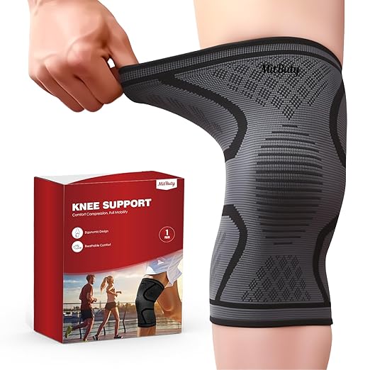 Compression Knee Brace for Women & Men, 2-Pack Knee Sleeve for Running, Basketball & Hiking, Compression Sleeve for Gym, Sports & Workout – Knee Support for Daily Activities (S: 14–16")