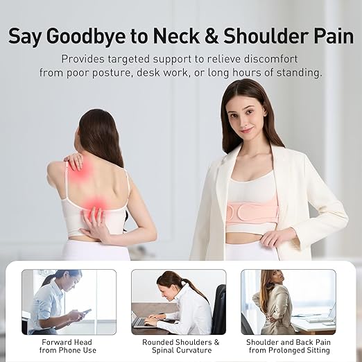 WNIEYO Back Brace Posture Corrector for Women Shoulder Straightener for Upper and Lower Back Pain Improving Postura Support Belt for Scoliosis (Pink,M/L)