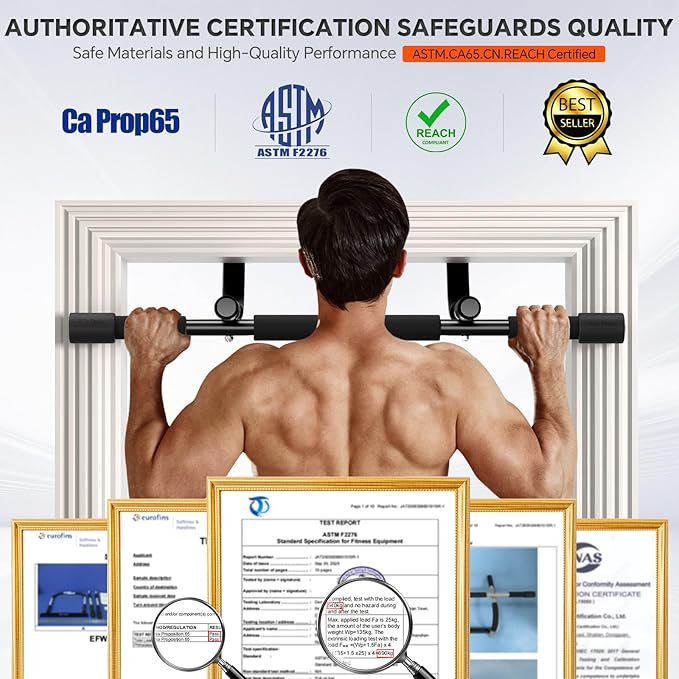 Ally Peaks Pull Up Bar for Doorway | Thickened Steel Max Limit 440 lbs Upper Body Fitness Workout Bar| Multi-Grip Strength for Doorway | Indoor Chin-Up Bar Fitness Trainer for Home Gym Portable