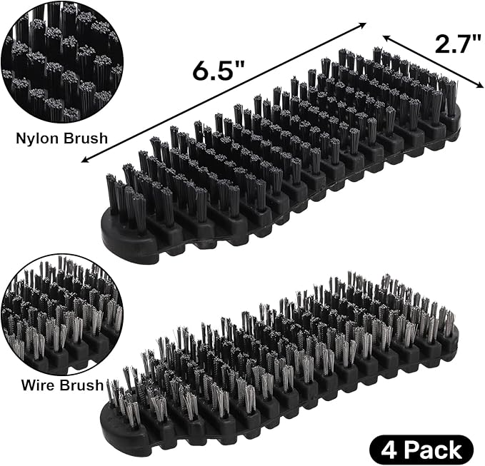 4 Pack Barbell Brushes, Stainless Steel Wire Brush Nylon Brush Set, Weightlifting Bar Cleaner, Stiff Wire Scratch Bristle for Strength Training Bar, Gym, Cleaning, Rust Dirt Removal