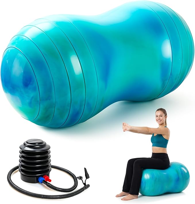 18’’/20’’ Peanut Ball for Kids & Adults, Anti-Burst Exercise Ball for Autism Sensory Training, Pregnancy & Physical Therapy, Yoga Balance Ball Chair for Fitness.