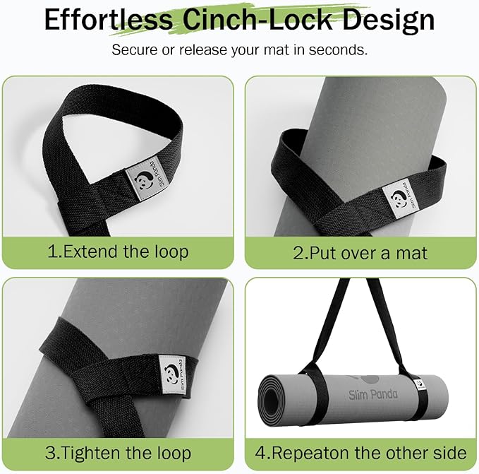 Slim Panda 2-Pack Yoga Mat Straps, Adjustable Yoga Mat Straps, Yoga Mat Storage Straps (Yoga mat not included)