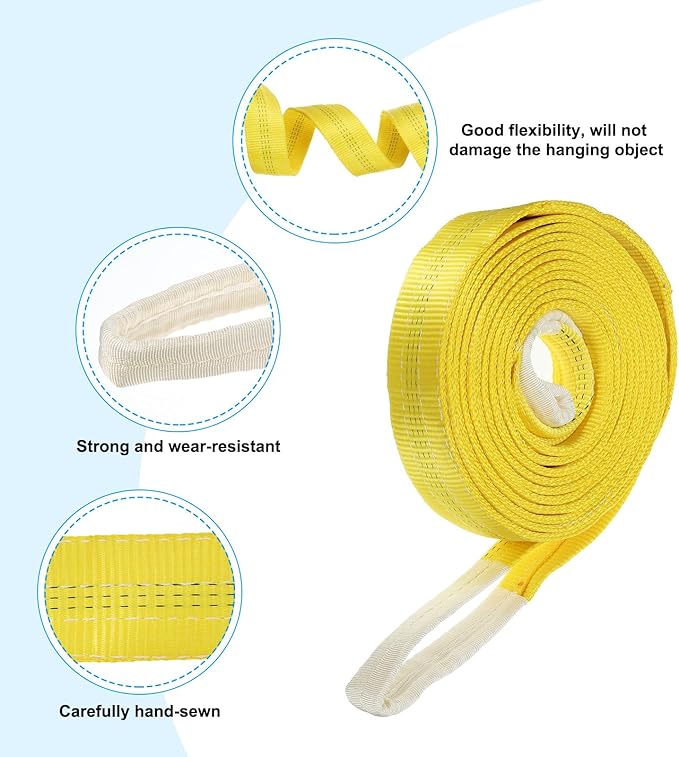 PATIKIL Lifting Slings Straps, 1 Pcs Polyester 16ft Heavy Web Slings Duty Flat Lifting Belts Pull Lifting Straps Slings Mount(6613lbs), Yellow
