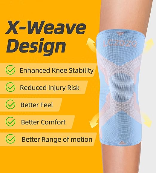 Knee Braces 2-Pack - Compression Sleeves for Men & Women, Knee Pain Relief for Arthritis, Meniscus Tear, Running, Gym, Basketball - Blue M(Check Sizing)