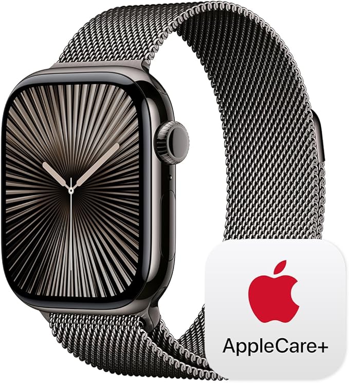 Apple Watch Series 10 [GPS + Cellular 42mm] with Slate Titanium Case with Slate Milanese Loop. Fitness Tracker, ECG App, Always-On Retina Display, Carbon Neutral with AppleCare+ (2 Years)