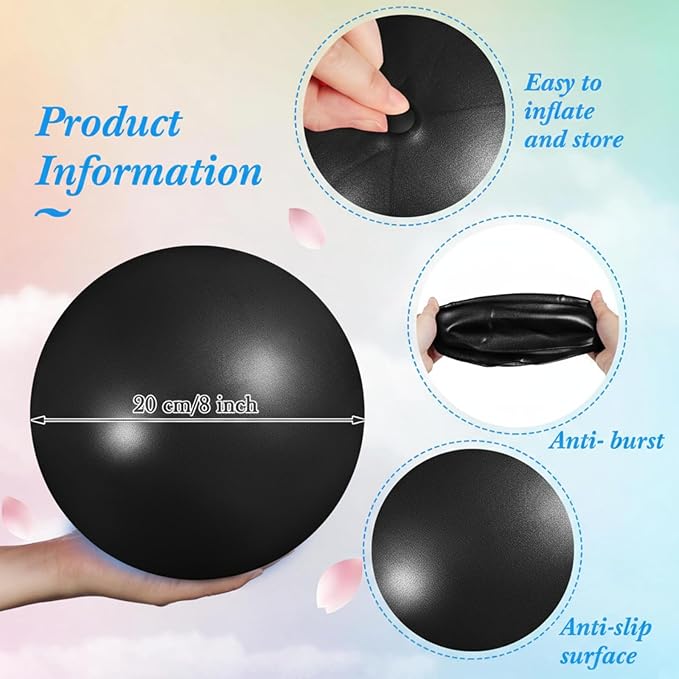 Aoriher 10 Pcs Small Exercise Pilates Ball Bulk 9 Inch Mini Yoga Balls Anti Burst and Slip for Stability Fitness Physical Therapy Stretching & Core Workout at Home Gym Office Class