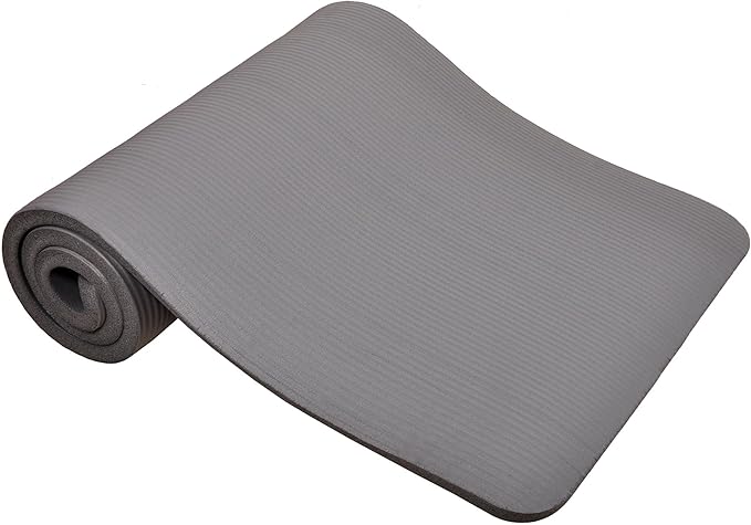 Signature Fitness 71x24 Inches Extra Thick Yoga Mat 1-Inch High-Density Foam – Roll-Up Exercise Pad with Double-Sided Non-Slip Surface and Carrying Strap for Pilates and Home Workouts, Multiple Colors