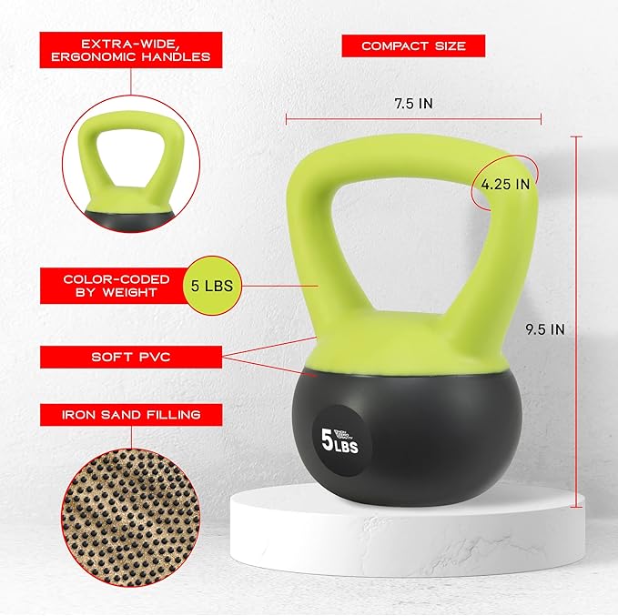 NonZero Gravity Iron Sand Soft Kettlebell with PVC Shell, Shock-Absorbing Base & Extra-Wide Grip for Versatile Workouts | Durable Strength Training Equipment