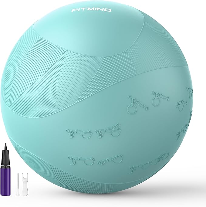 Extra Thick Yoga Ball with Training Instruction, Anti-Burst Slip Resistant Exercise Ball with Pump for Pilates,Physical Therapy,Pregnancy Stability,Birthing Ball 22in 26in 30in