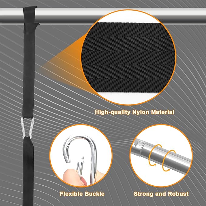 Hoedia 2 Packs Battle Rope Anchor Strap Kit Accessories for Home Gym Outdoor Muscle Workout Equipment,Carabiners with 4 Durable Straps and 2 Heavy Duty Carabiner, Home Gym Equipment
