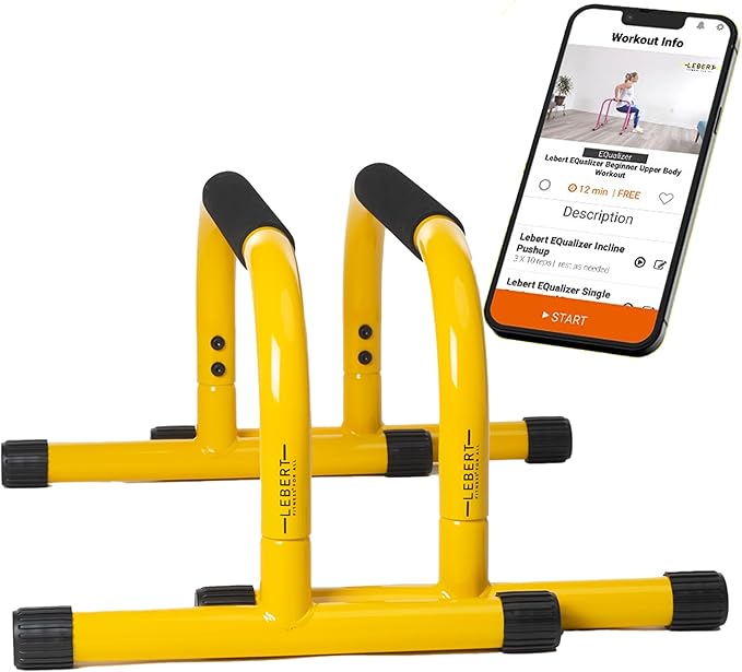 Lebert Fitness Parallette Push Up Bars Dip Station Stand - Perfect for Home and Garage Gym Exercise Equipment - Gymnastics, Calisthenics, Strength Training Parallel Bars for Men and Women