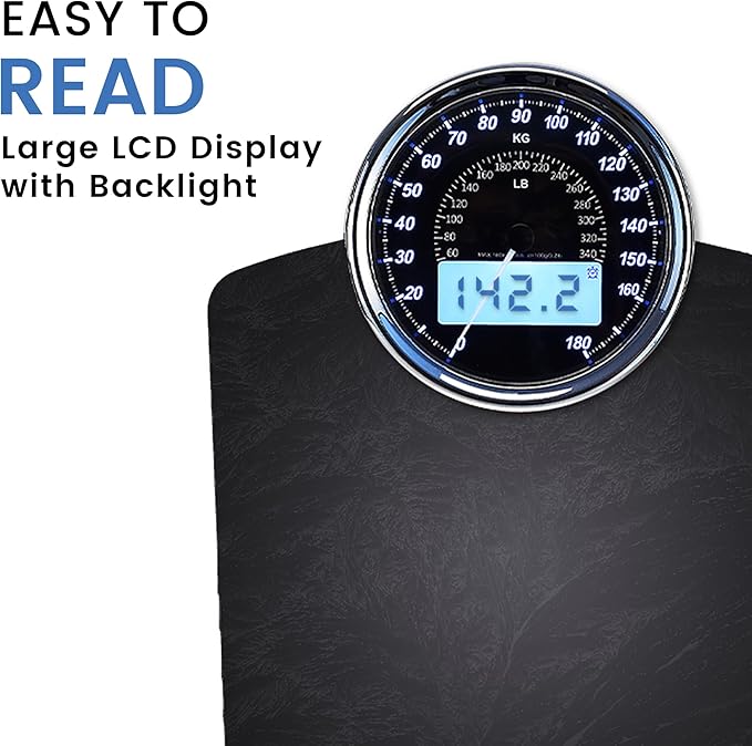 EILISON Highly Advance 2-in-1 Digital & Analog Weighing Scale for Body Weight-400lbs, 4 High Precison GX Sensor Accurate, Thick Tempered Glass, Extra Large Display (New Black)