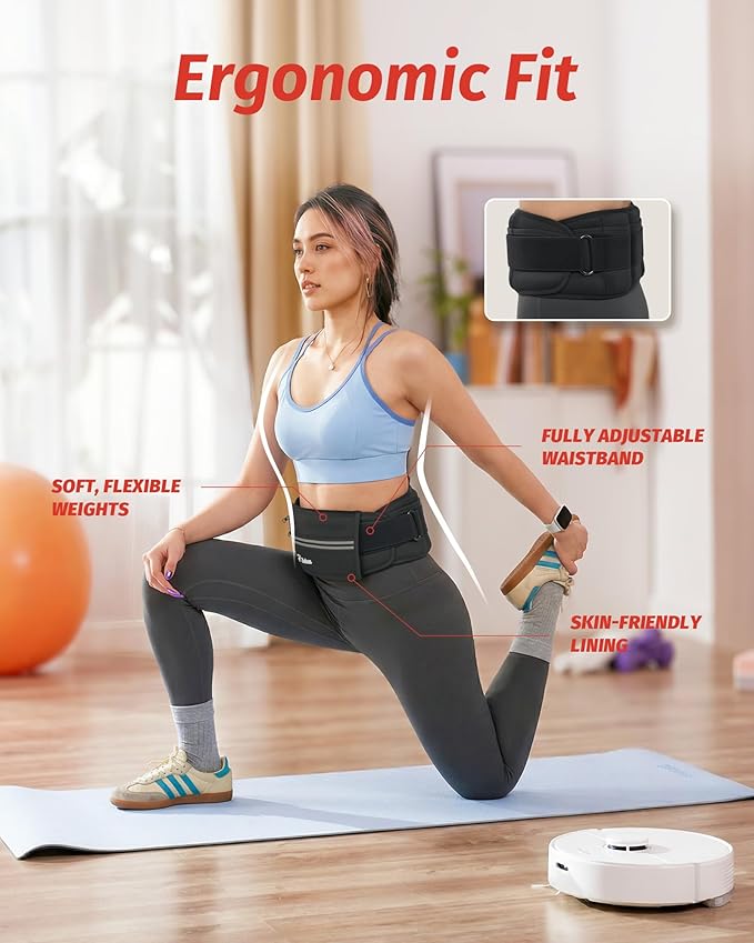 ZELUS Weighted Belt, Z-Fit Adjustable Weighted Belt for Men Women with Removable Silicone Soft Iron Blocks, Waist Adjustable Waistband for Training Walking Yoga