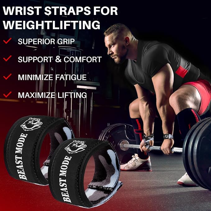 TECEUM Lifting Straps for Weightlifting Gym Strength Training - Wrist Straps with Neoprene Padded Cotton - Men & Women – Ideal for Powerlifting, Bodybuilding & Deadlifts