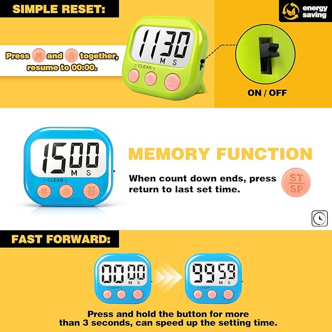 Classroom Timers for Teachers Kids Large Magnetic Digital Timer 4 Pack
