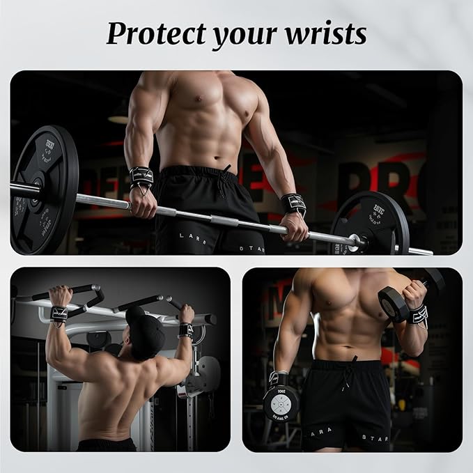 Wrist Cuffs with D-Ring, Wrist Wraps for Weightlifting with Neoprene Padding, Wrist Straps for Cable Machines