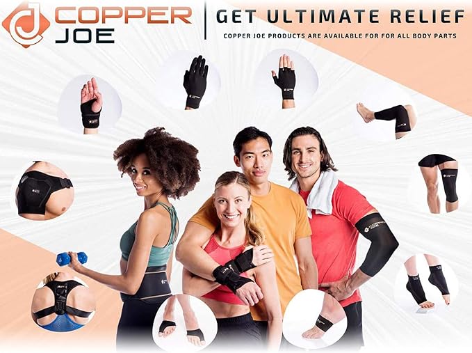 Copper Joe Full Leg Compression Sleeve Support for Knee, Thigh, Calf, Arthritis, Running and Basketball