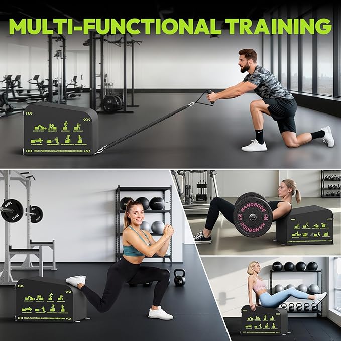 HANDBODE Hip Thrust Bench, Multi-Functional Slip-Free Hip Thrust Machine for Glute Bridge, Box Jump, Push-Ups, Squat, Ab Exercise, Suitable for Home & Gym