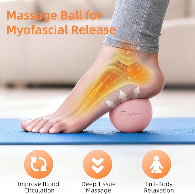 Massage Lacrosse Balls for Myofascial Release, Trigger Point Therapy and Yoga Therapy, Foot Massage Ball to Relieve Plantar Fasciitis Pink