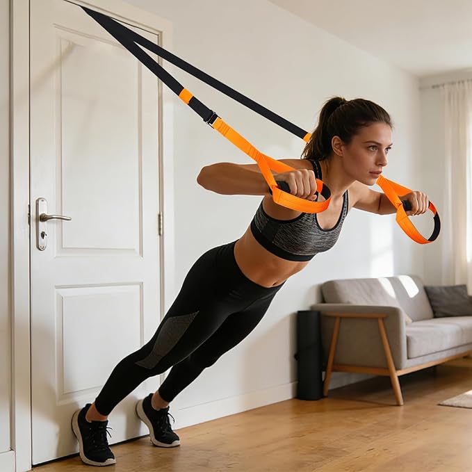 TOBWOLF Home Suspension Straps Training Kit, All in One Compact Resistance Trainer Straps & Door Anchors, Suitable for Home Gyms, Travel, Core Training & Full-Body Fitness