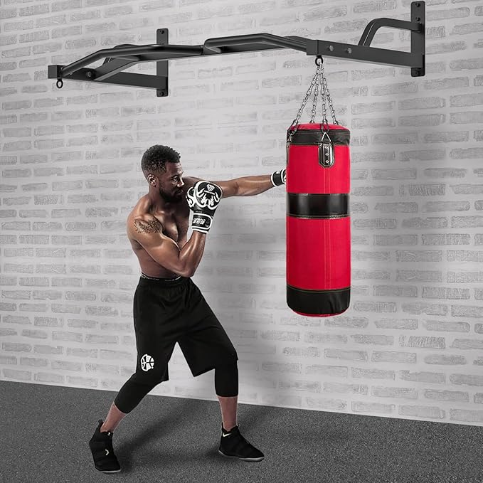 Kipika 48" Ceiling Mounted Pull Up Bar, Heavy Duty Multi-Grip Chin Up Bar,Mounted Pullup Bar, Adjustable Height, Pull Up Bands for Chin Ups & Body Stretching, Ideal for Home Gym and Strength Training