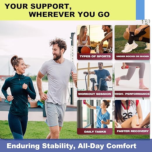 ABIRAM Ankle Brace for Men & Women - Adjustable Support & Compression Sleeve with Wrap for Sprained Ankle, Plantar Fasciitis, Achilles Tendonitis - Breathable Guard for Running, Sports, Recovery