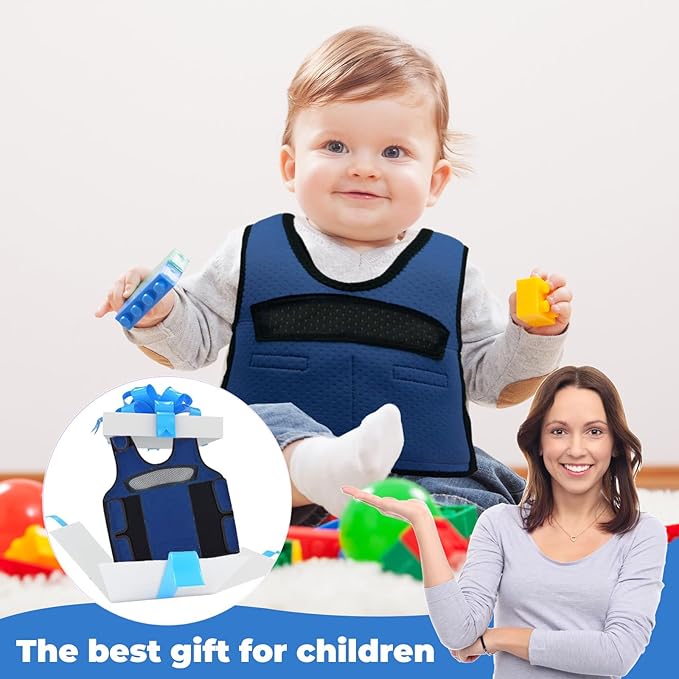 Compression Vest for Kids (Small, Ages 2 to 4) Weighted Vest for Kids Including 6 Removable Weights Navy Blue