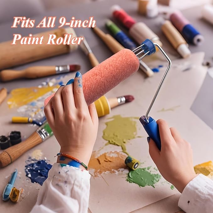 King Origin Paint Roller Covers, 12 Pack, 9 Inch Paint Roller, 3/8 Nap High Dense Roller Covers for Smooth and Textured Rough Surfaces