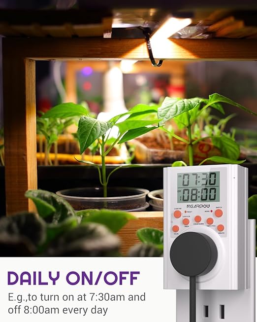 Timer Outlet, Nearpow Multifunctional Infinite Cycle Programmable Plug-in Digital Timer Switch with 3-Prong Outlet for Appliances, Energy-Saving Timer, 15A/1800W