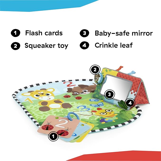 Baby Einstein Discovery Garden Tummy Time Mat & Mirror, Ages 0-6 Months, Multisensory