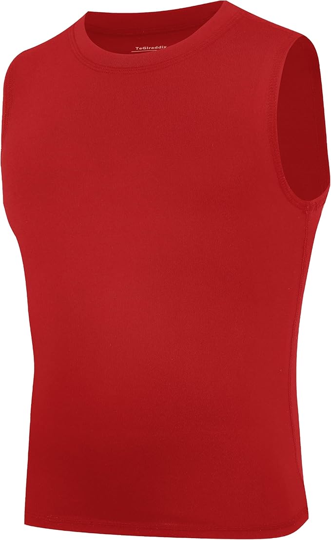 Youth Boy Girls Sleeveless Compression Shirt Kid Athletic Tank Top Quick Dry Basketball Football Undershirt