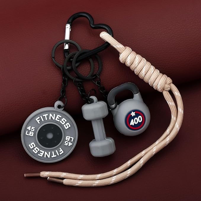 Gym Dumbbell Barbell Kettlebell Purse Keychain - Muscle Faith Cup Rope Gym Bag Handbags Purse Charms - Fitness Gift