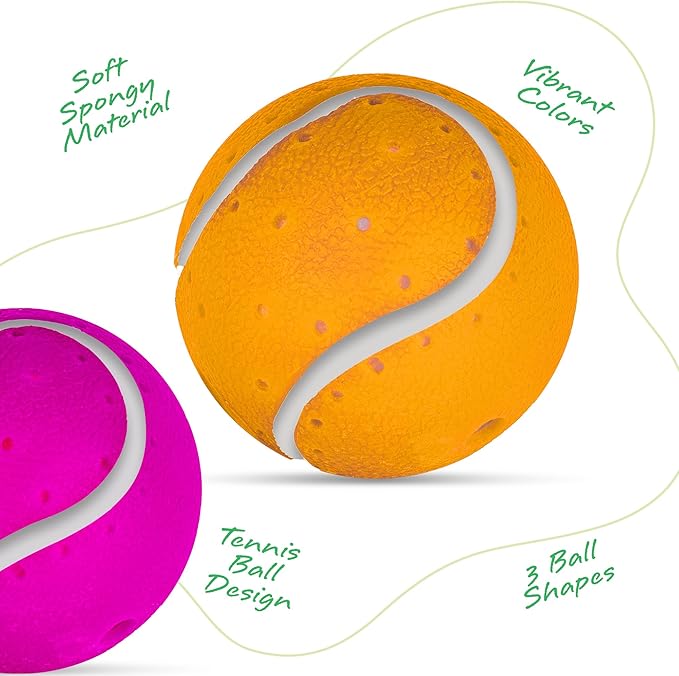 ArtCreativity Tennis Balls Water Splash Toys - Set of 3 - Spongy Bath Toy for Kids - Vibrant Colors with 3 Different Ball Designs - Bathtub Toy for Fun in The Tub - Kids Pool Toys & Pool Accessories