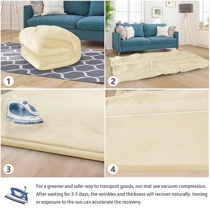 Baby Play Mat for Floor Nursery Rug Muscle Mat Area Rug Playroom Rug 50"x50" Playpen Mat Memory Foam 1.3" Thick Crawling Mat for Babies,Toddlers, Infants, Kids,Light Beige