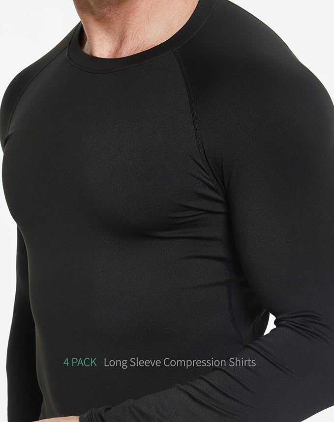 5 or 4 Pack Compression Shirts for Men Long Sleeve Athletic Base Layer Undershirt Gear T Shirt for Workout